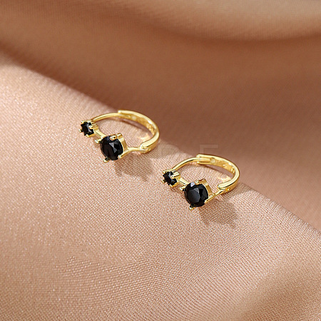 Brass Cubic Zirconia Hoop Earrings FS-WG07C05-01-1