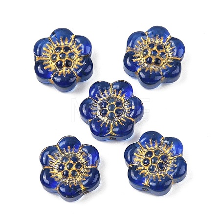 Baking Paint and Golden Metal Enlaced Glass Beads DGLA-T004-10I-1
