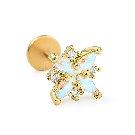 Stainless Steel Micro Pave Clear Cubic Zirconia Cartilage Earrings for Women Men WG39C06-05-1