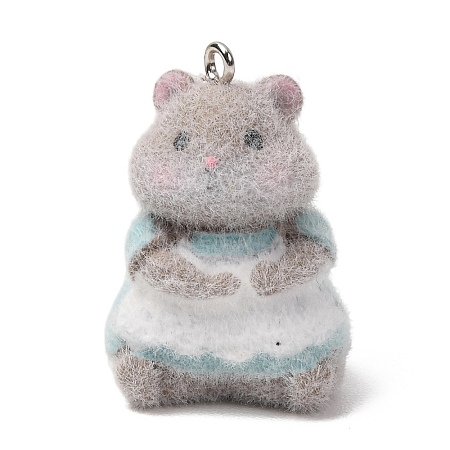 Anmial Theme Flocking Opaque Resin Pendants RESI-G130-01F-1