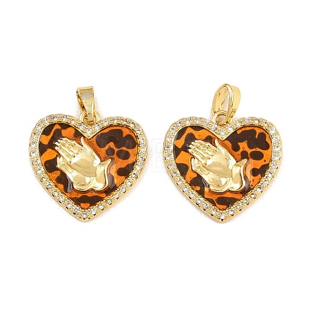 Brass Micro Pave Clear Cubic Zirconia Pendants CU-CBA415D-11G-02-1