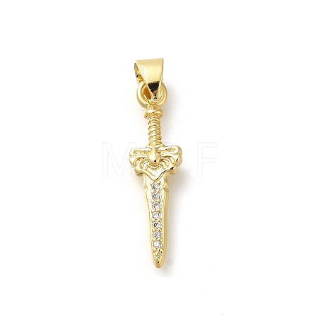 Rack Plating Brass Micro Pave Cubic Zirconia Pendants KK-Z086-52G-01-1