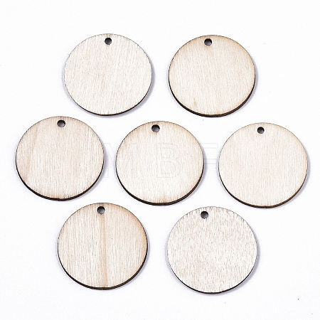 Unfinished Natural Poplar Wood Pendants LS-WOOD-S045-108-1