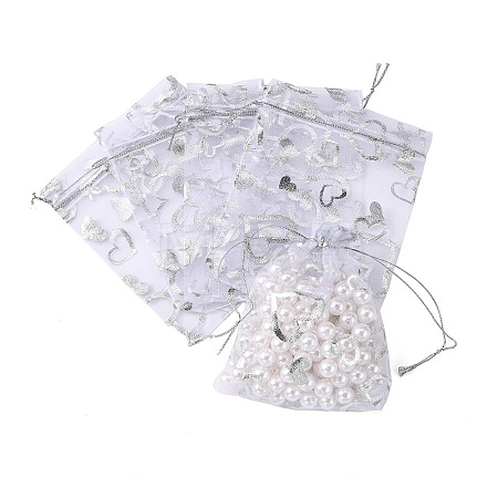 Heart Printed Organza Bags OP-R022-10x12-03-1