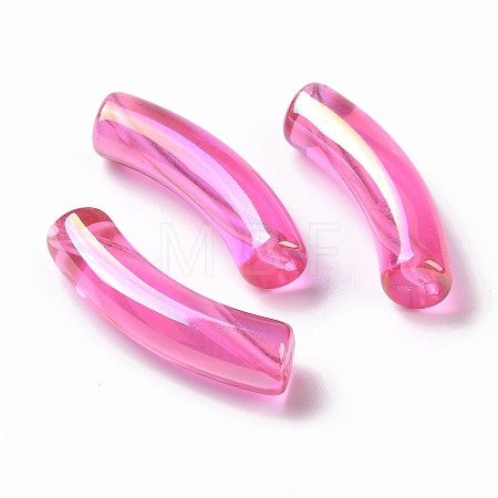 UV Plating Transparent Rainbow Iridescent Acrylic Beads X-OACR-A016-01H-1
