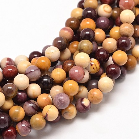 Natural Mookaite Round Bead Strands G-P072-34-6mm-1
