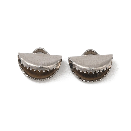 Non-Tarnish 304 Stainless Steel Ribbon Crimp Ends STAS-C080-05A-P-1