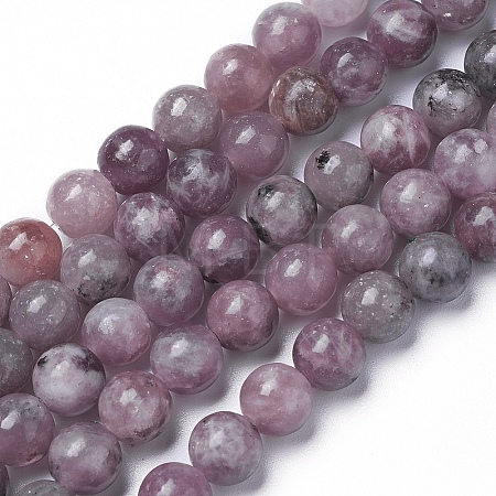 Natural Lepidolite/Purple Mica Beads Strands G-G770-04A-8mm-1