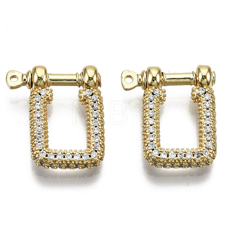 Brass Micro Pave Clear Cubic Zirconia D-Ring Anchor Shackle Clasps ZIRC-S066-051-NF-1