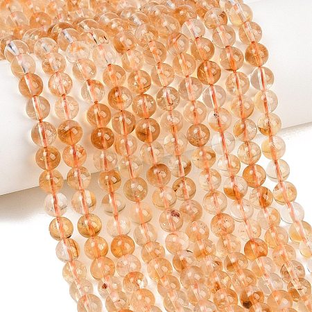 Natural Citrine(Heated) Beads Strands G-L659-A01-6mm-1