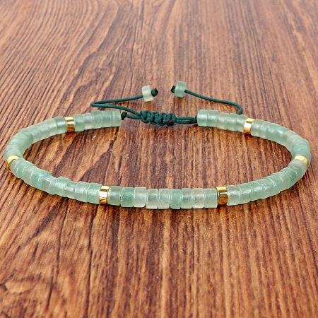 Natural Green Aventurine Heishi Beads Adjustable Braided Bracelets for Men Women LS-BX7041-5-1