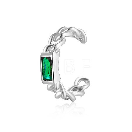Anti-Tarnish Geometric Rectangle Fashionable Silver Clip-on Earrings with S925 Silver Chain Charm XA9754-6-1