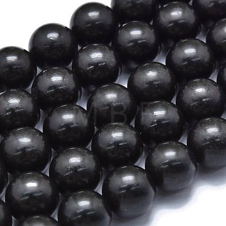 Natural Shungite Beads Strands G-M353-A04-6mm-1