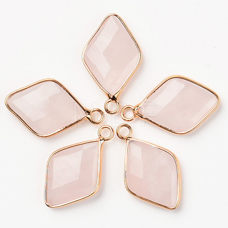 Natural Rose Quartz Pendants G-R464-005B-1