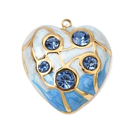 304 Stainless Steel & Enamel & Rhinestone Pendants SA-CBAA9A2-07G-05-1