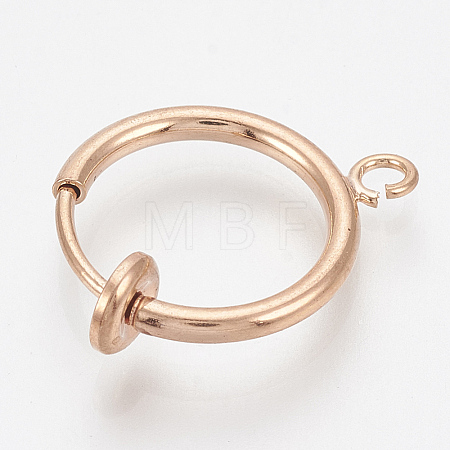 316 Surgical Stainless Steel Clip-on Hoop Earrings STAS-S101-15mm-01RG-1