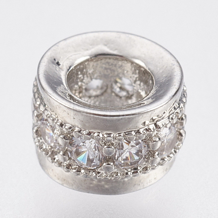 Brass Micro Pave Cubic Zirconia Beads ZIRC-F083-102P-RS-1