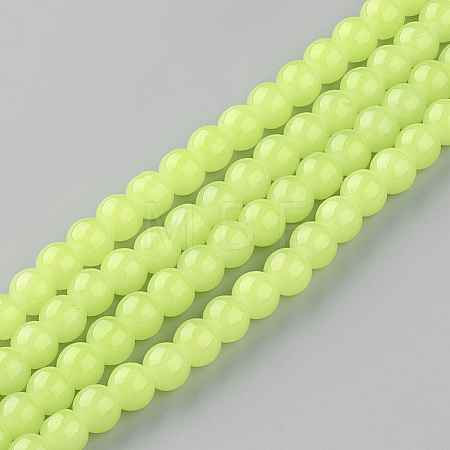 Baking Paint Imitation Jade Glass Round Bead Strands DGLA-Q021-4mm-08-1