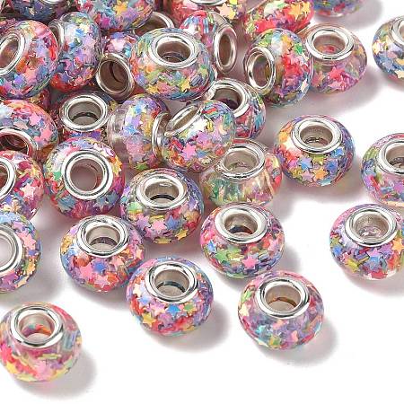 Transparent Resin Rondelle European Beads RESI-S023-07-1