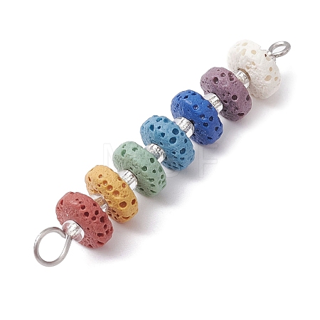 10Pcs Dyed Natural Lava Rock Connector Charms PALLOY-JF02546-01S-1