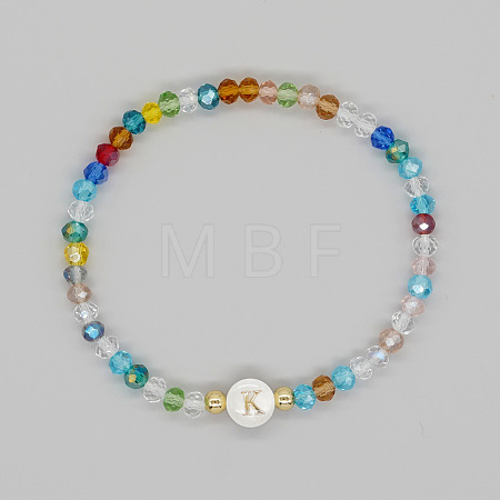 Handmade Bohemian Colorful Faceted Rondelle Glass Beaded Stretch Bracelets UI5654-11-1