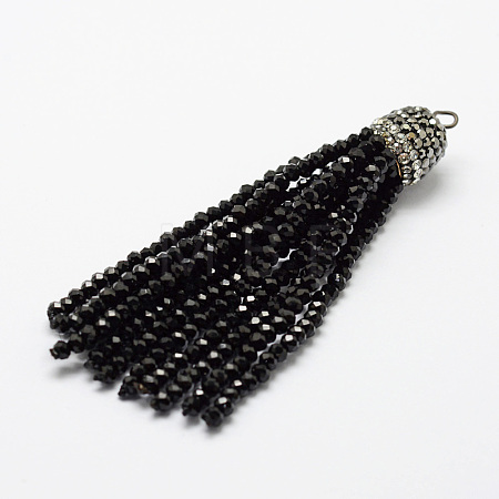 Electroplate Glass Bead Tassel Big Pendants X-EGLA-P023-07-1