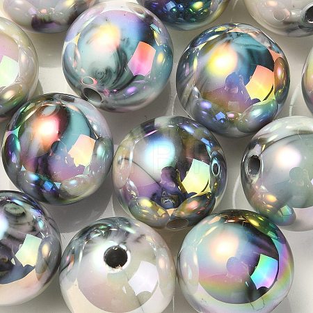 UV Plating Rainbow Iridescent Acrylic Beads PACR-E001-03G-1