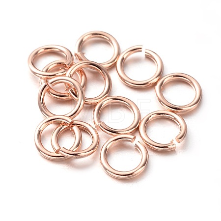 Eco-Friendly PVD Vacuum Plating & Long-Lasting Plated Brass Open Jump Rings X-KK-E663-10mm-RG-1