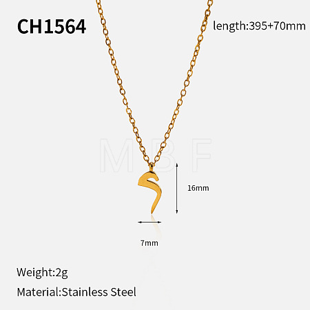 304 Stainless Steel Arabic Initial Letter Pendant Necklaces FS-WG7B6CA-14-1