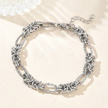 Unisex 304 Stainless Steel Byzantine Chains Bracelets BJEW-G790-05P-1