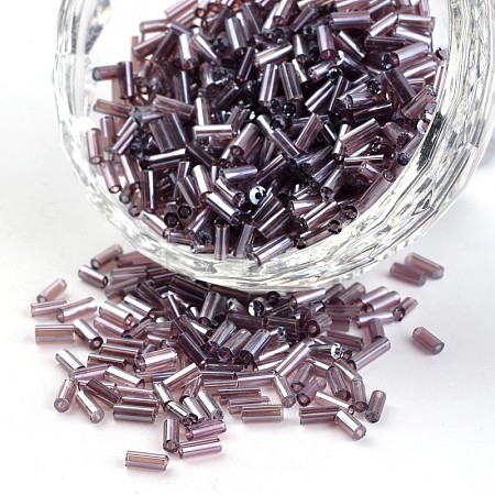 Transparent Colours Pearl Luster Plated Round Hole Glass Bugle Beads SEED-I001-116-1
