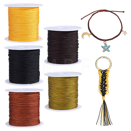 5 Rolls 5 Colors Nylon Chinese Knot Cord NWIR-PH0002-53-1