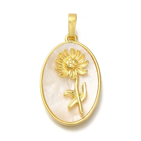 Brass Pave Shell Birth Flower Pendants FIND-I040-04K-1