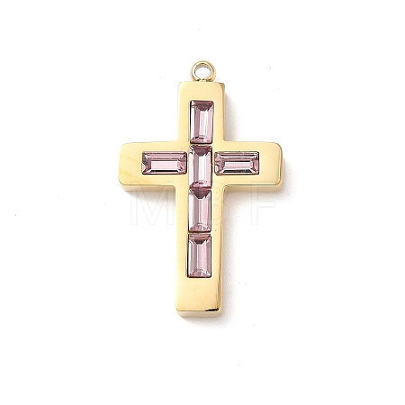 304 Stainless Steel Rhinestone Pendants STAS-L022-085G-07-1
