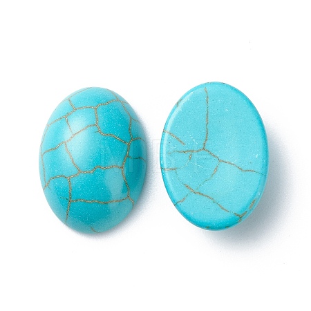 Craft Findings Dyed Synthetic Turquoise Gemstone Flat Back Cabochons TURQ-S276-13x18mm-01-1