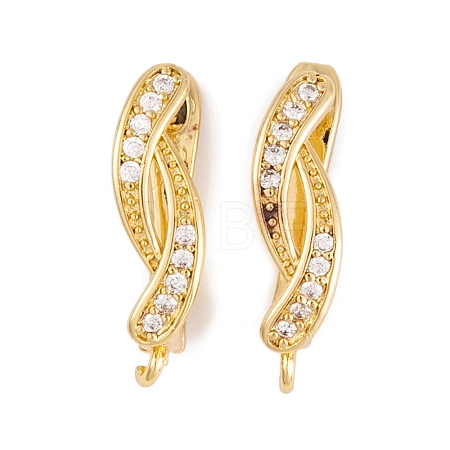 Rack Plating Brass Cubic Zirconia Hoop Earring Findings KK-S374-04G-05-1