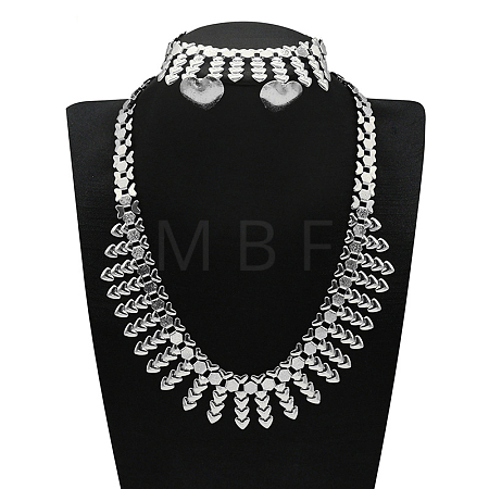 Alloy Chain Necklaces & Stud Earrings & Bracelets Sets FS-WG5EDEB-10-1