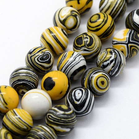 Synthetic Malachite Beads Strands G-I199-32-6mm-B-1