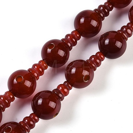 Natural Carnelian 3-Hole Guru Beads Strands G-H064-E08-02A-1