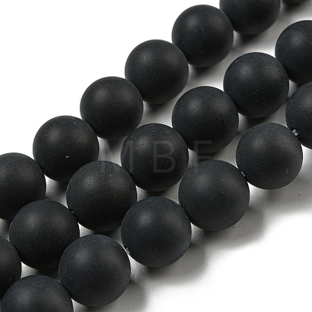 Grade A Natural Black Agate Beads Strands G447-6-1