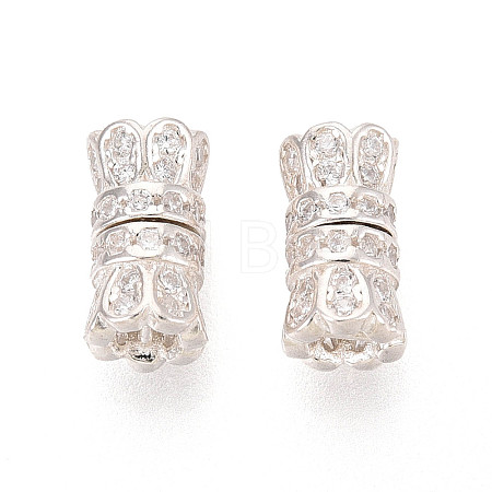 925 Sterling Silver & Clear Cubic Zirconia Screw Clasps STER-T008-78S-1