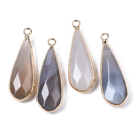 Natural Grey Agate Pendants G-S359-319B-1