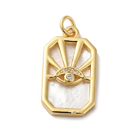 Rack Plating Brass Micro Pave Clear Cubic Zirconia Pendants KK-F853-19G-1