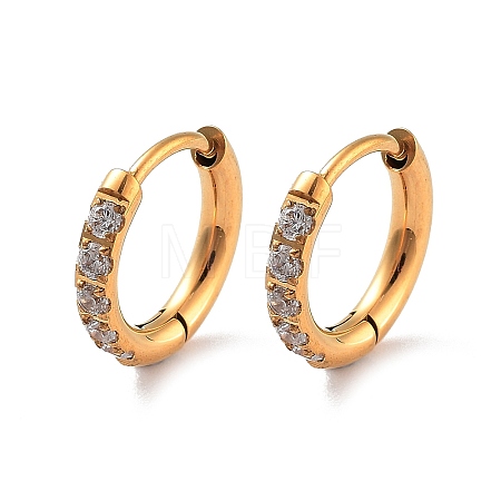 Ion Plating(IP) 316 Surgical Stainless Steel Pave Clear Cubic Zirconia Hoop Earrings Women EJEW-A109-01B-G-1