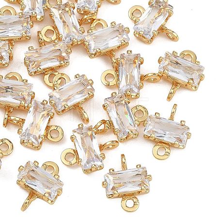 SHEGRACE Brass Pave Cubic Zirconia Rectangle Connector Charms XGRQ2O372-438A-G-1