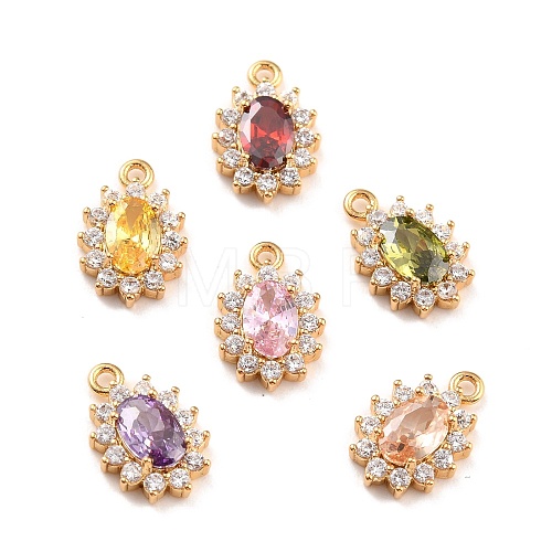 Real 18K Gold Plated Brass Micro Pave Cubic Zirconia Charms ZIRC-Z023-04-NR-1