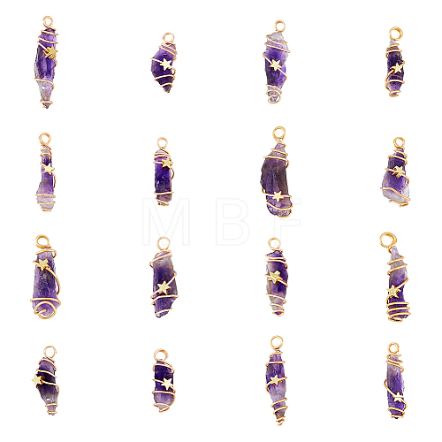 16Pcs Natural Gemstone Copper Wire Wrapped Pendants FIND-DC0003-66-1