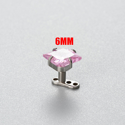 Titanium Steel Cubic Zirconia Square Dermal Anchor Base/Top for Women Men WG87C2F-04-1