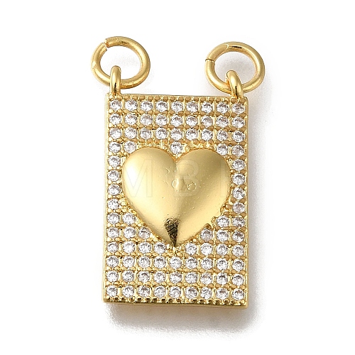 Rack Plating Brass Micro Pave Clear Cubic Zirconia Pendants KK-G500-01B-G-1