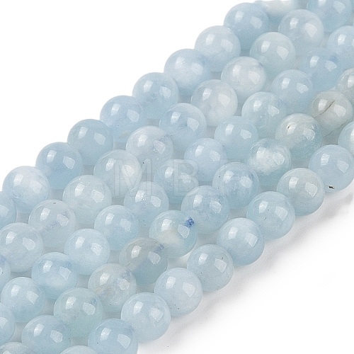 Natural Aquamarine Beads Strands G-P342-10-6mm-A-01-1